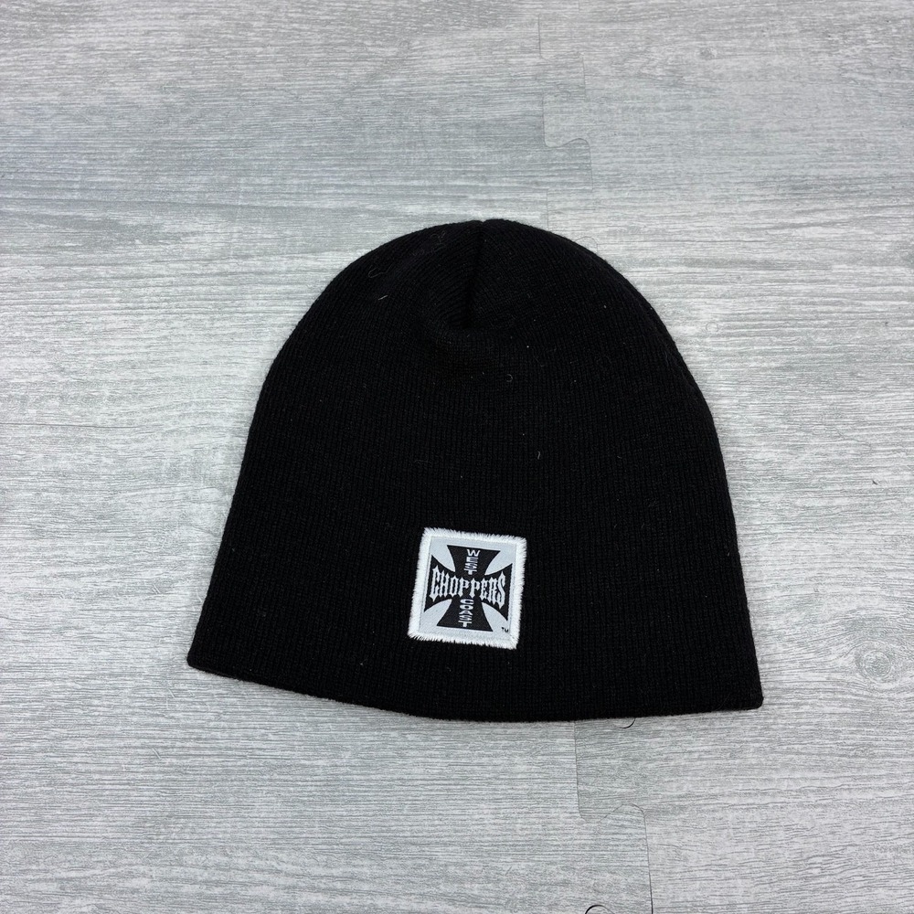 Vintage Y2K West Coast Choppers Beanie Hat Cap Adult Black Knit Winter Warm